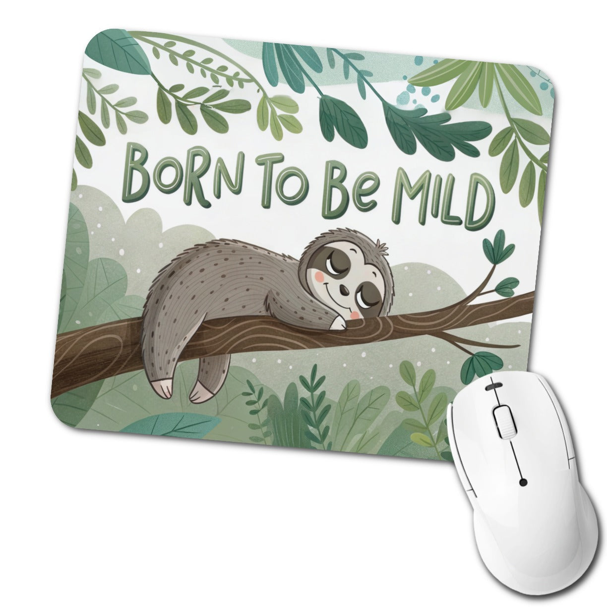 Sloth Sleeping Born To Be Mild Funny Low Profile Mouse Pad Mat