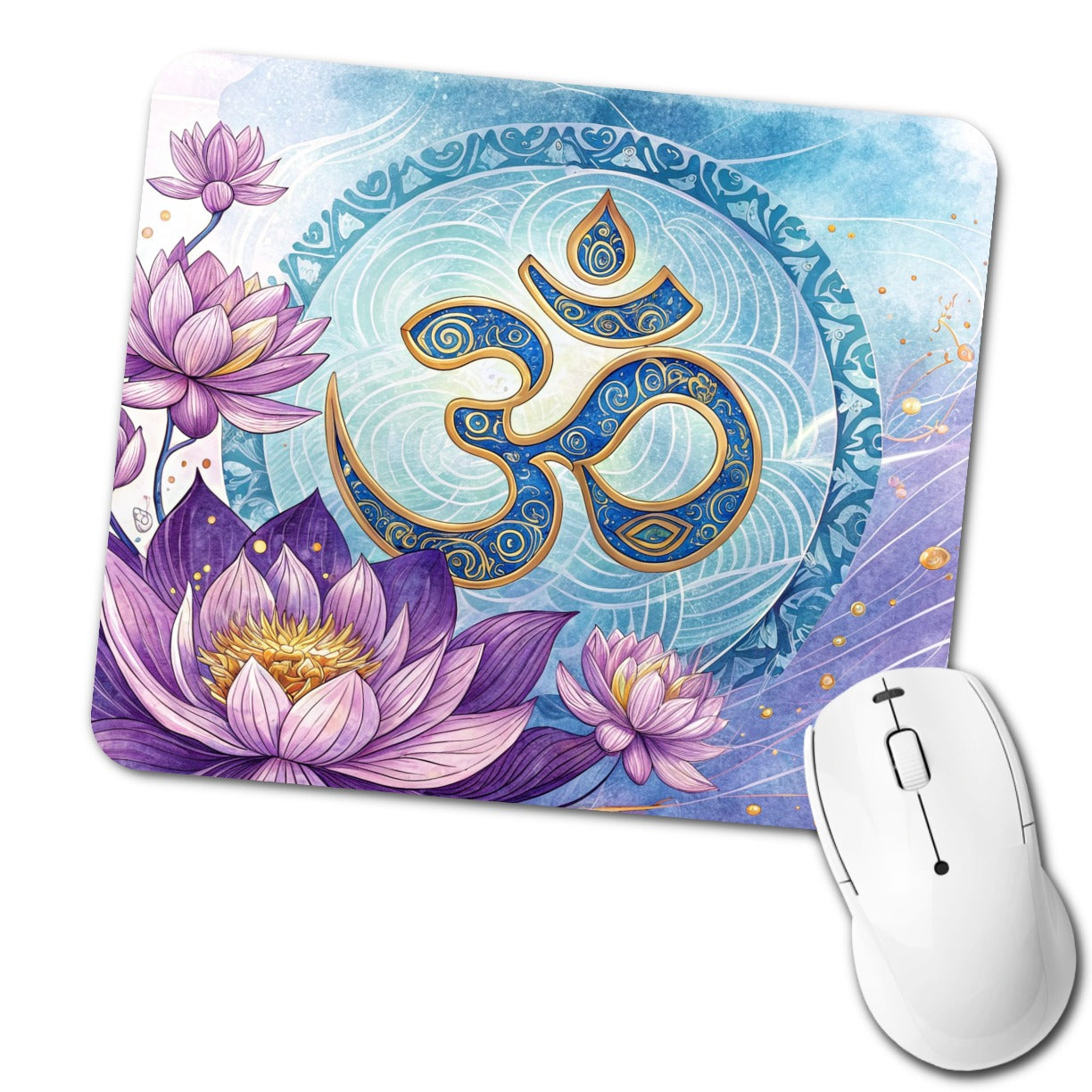 Yoga Om Aum Lotus Flower Low Profile Mouse Pad Mat