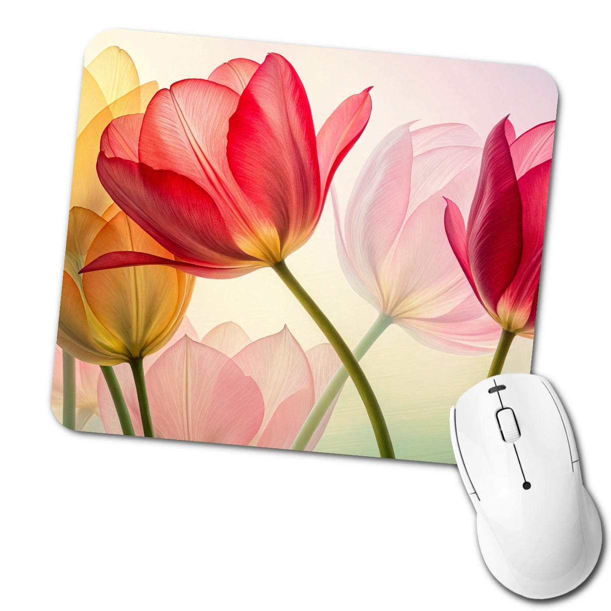 Abstract Tulips Low Profile Mouse Pad Mat