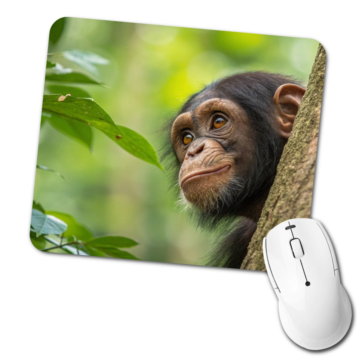 African Chimpanzee Safari Wildlife Low Profile Mouse Pad Mat