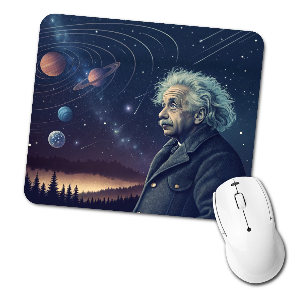 Albert Einstein Genius Space Low Profile Mouse Pad Mat