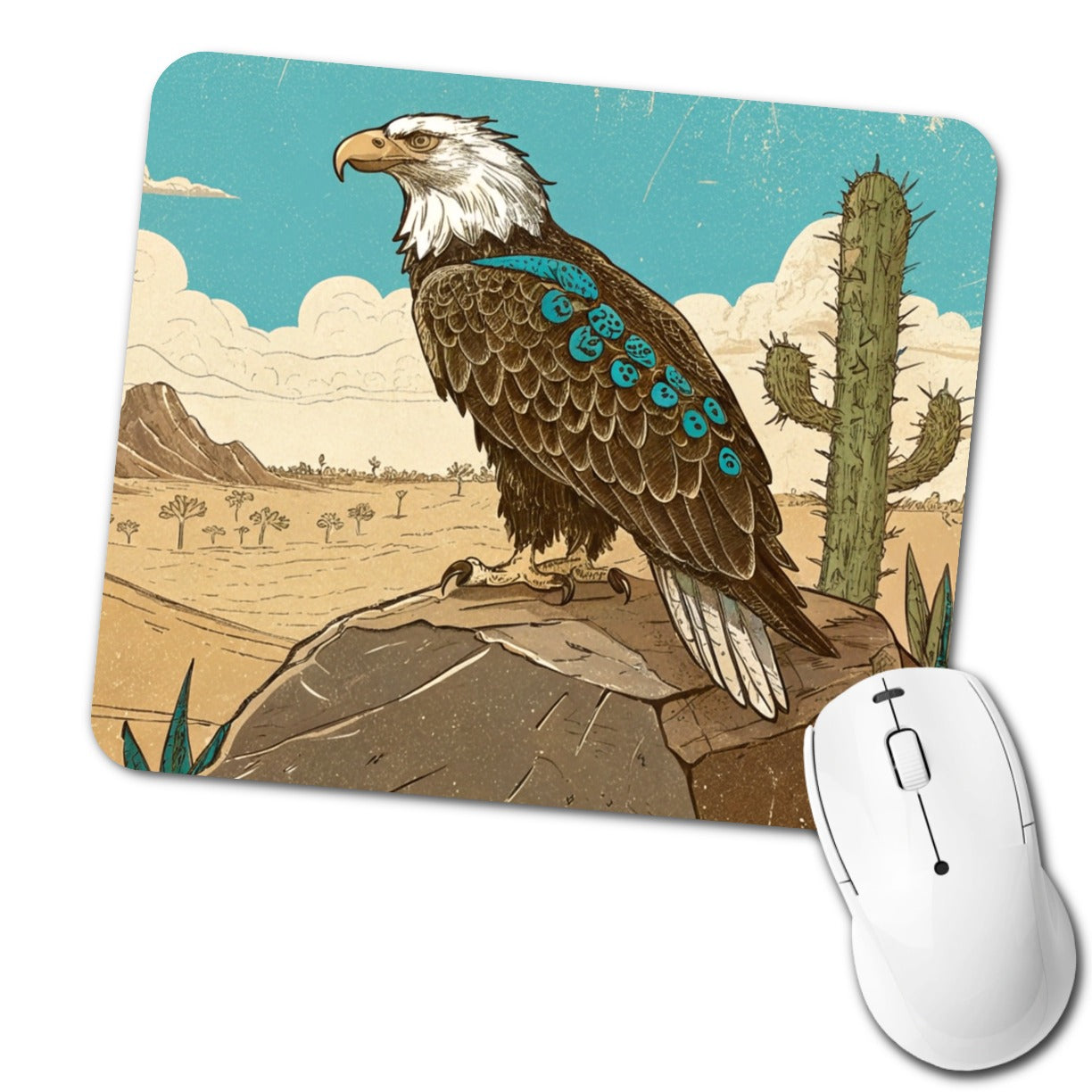 Bald Eagle of the Southwest Desert Low Profile Mouse Pad Mat