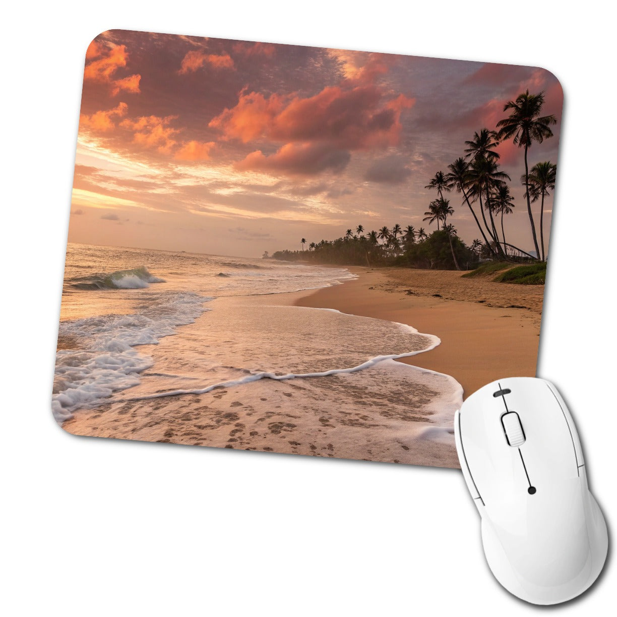 Beach Sunset Tropical Ocean Island Low Profile Mouse Pad Mat