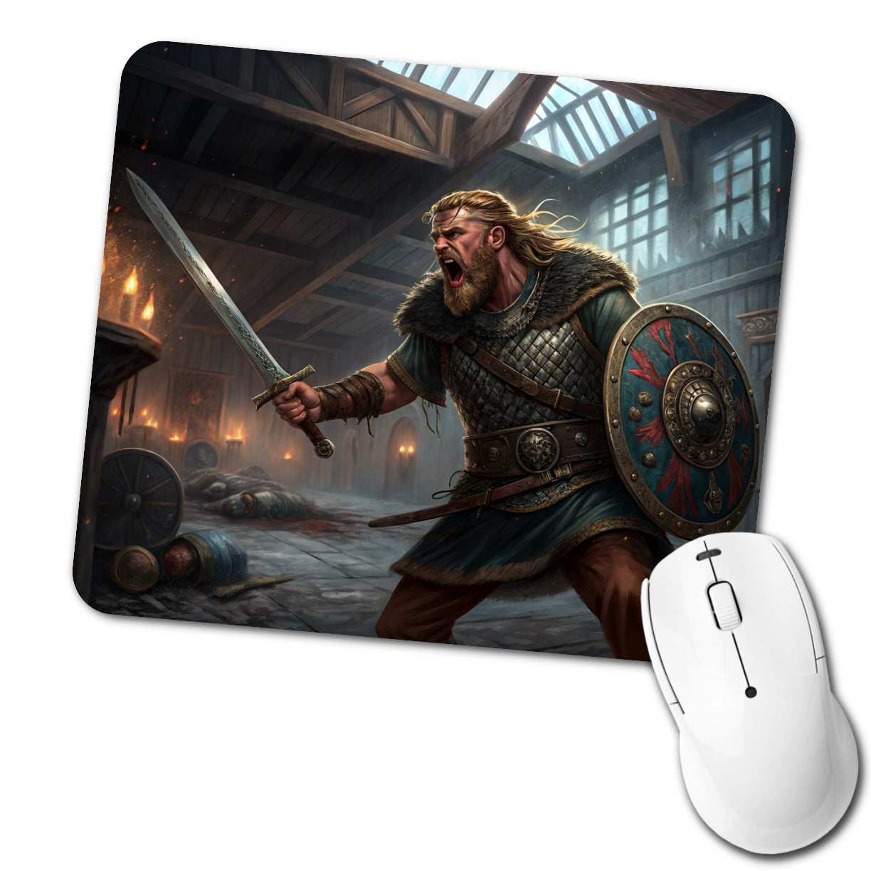 Beowulf Viking Warrior Low Profile Mouse Pad Mat