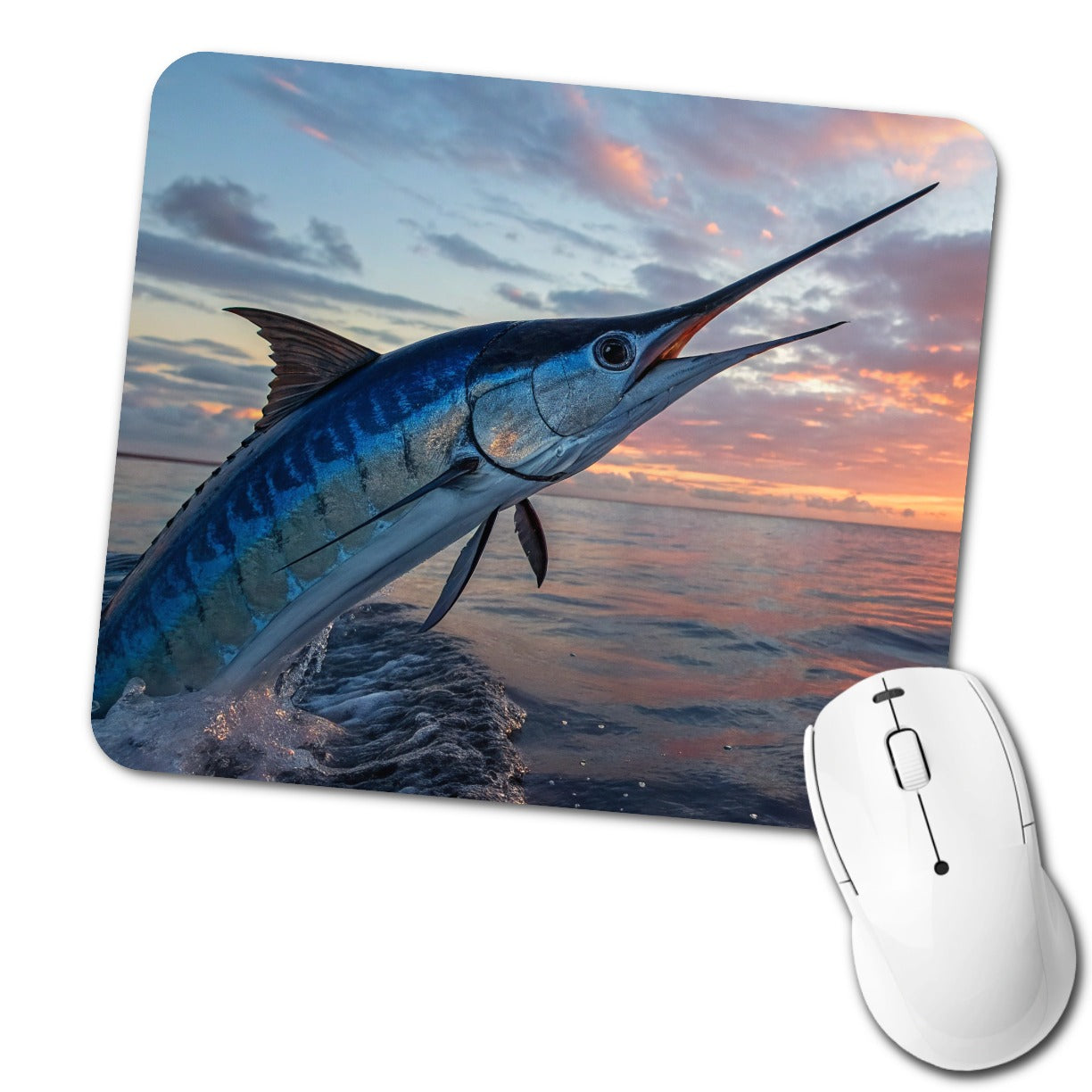 Blue Marlin Fishing Sunset Low Profile Mouse Pad Mat