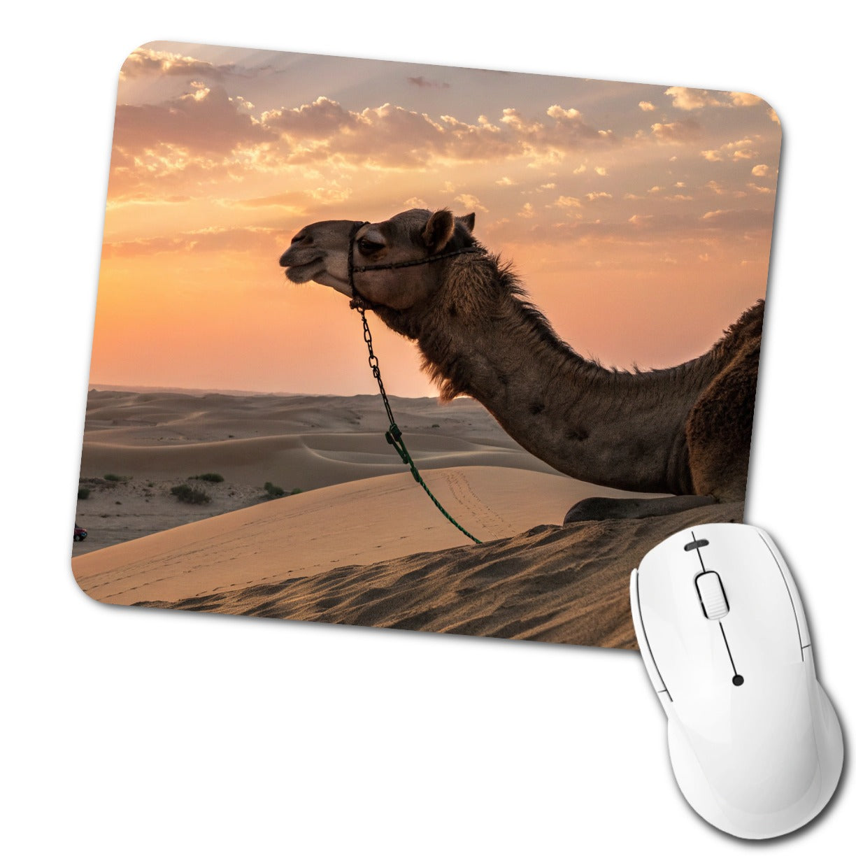 Camel Desert At Sunset Low Profile Mouse Pad Mat