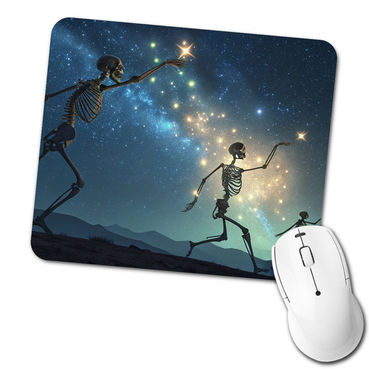 Celestial Dancing Skeletons Halloween Low Profile Mouse Pad Mat