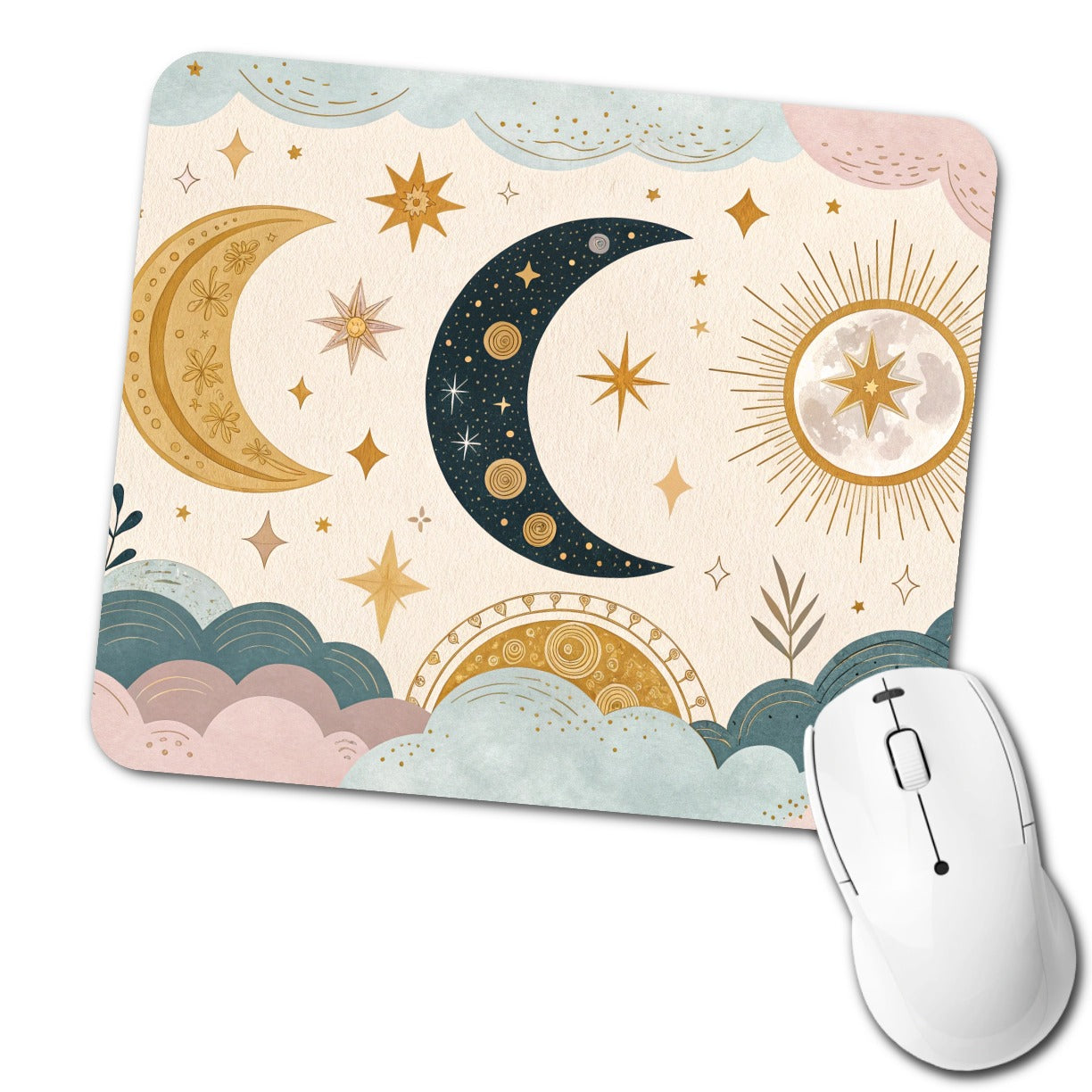 Celestial Moon Collage Low Profile Mouse Pad Mat