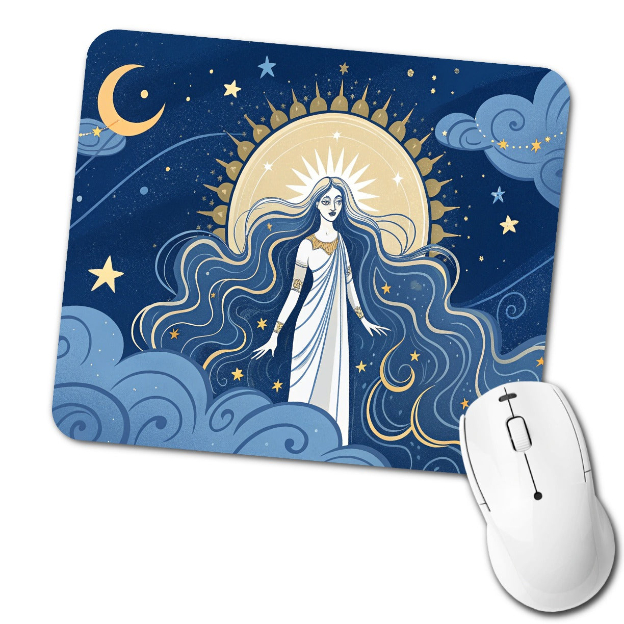 Celestial Moon Goddess Tarot Low Profile Mouse Pad Mat