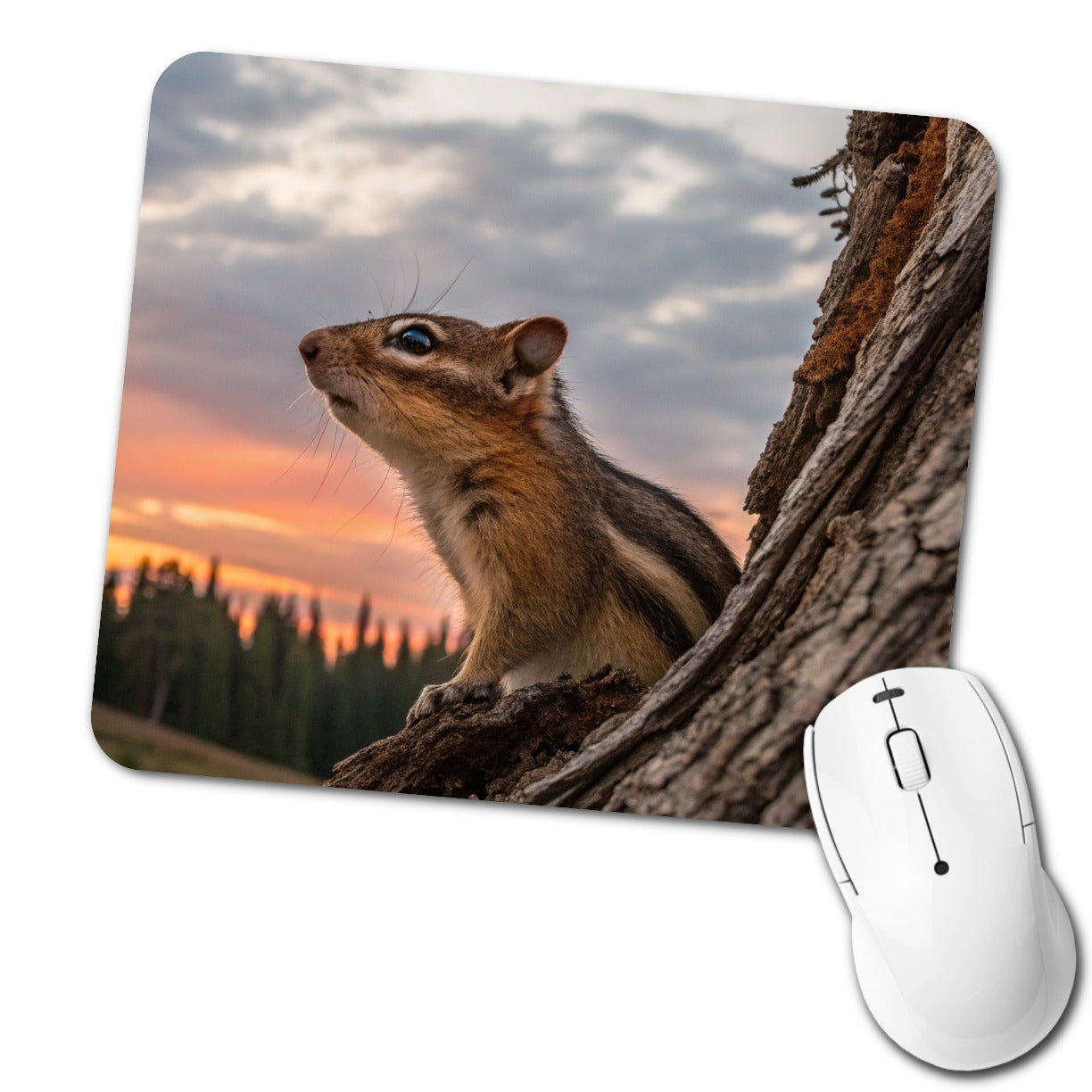 Chipmunk At Sunset Low Profile Mouse Pad Mat