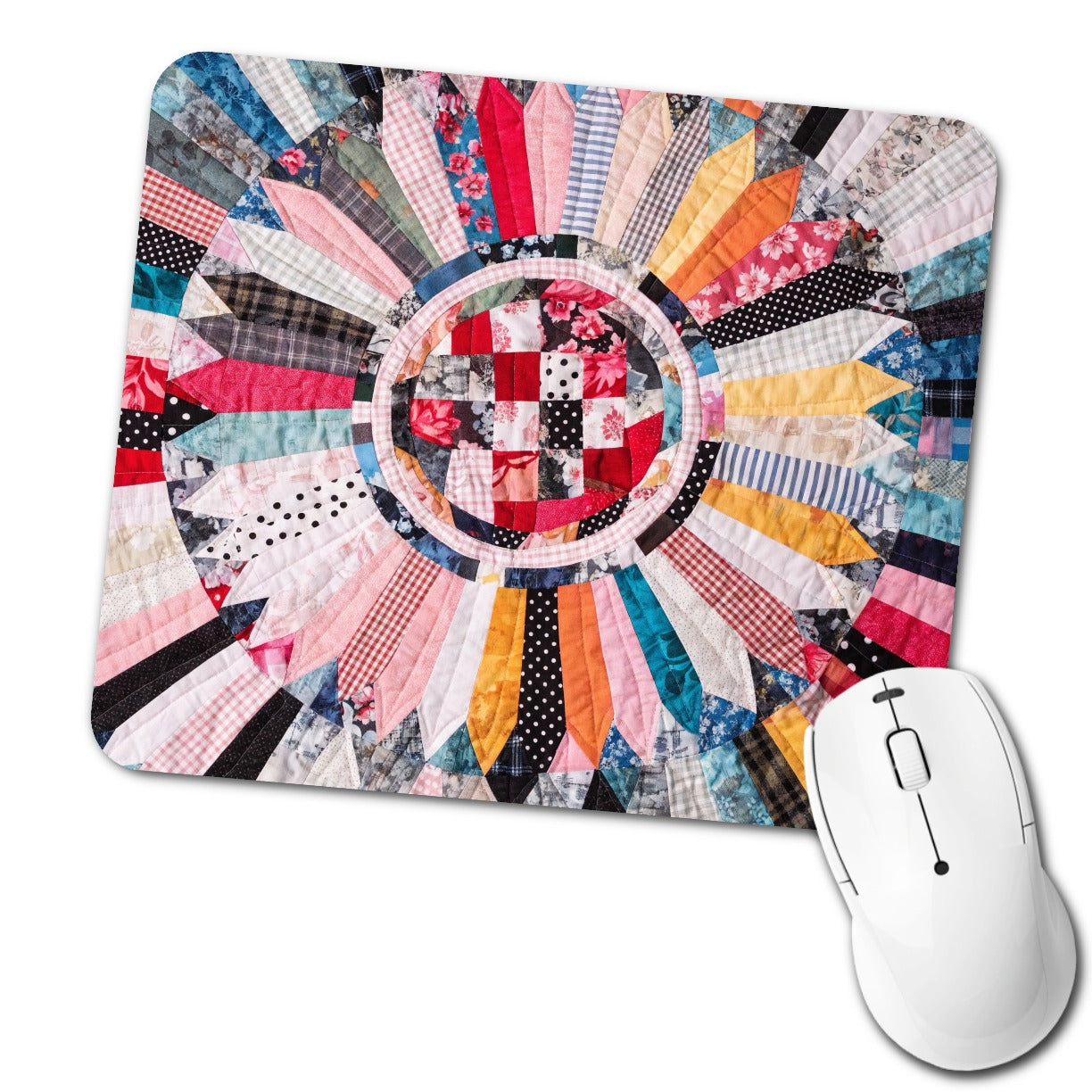Circular Quilt Low Profile Mouse Pad Mat