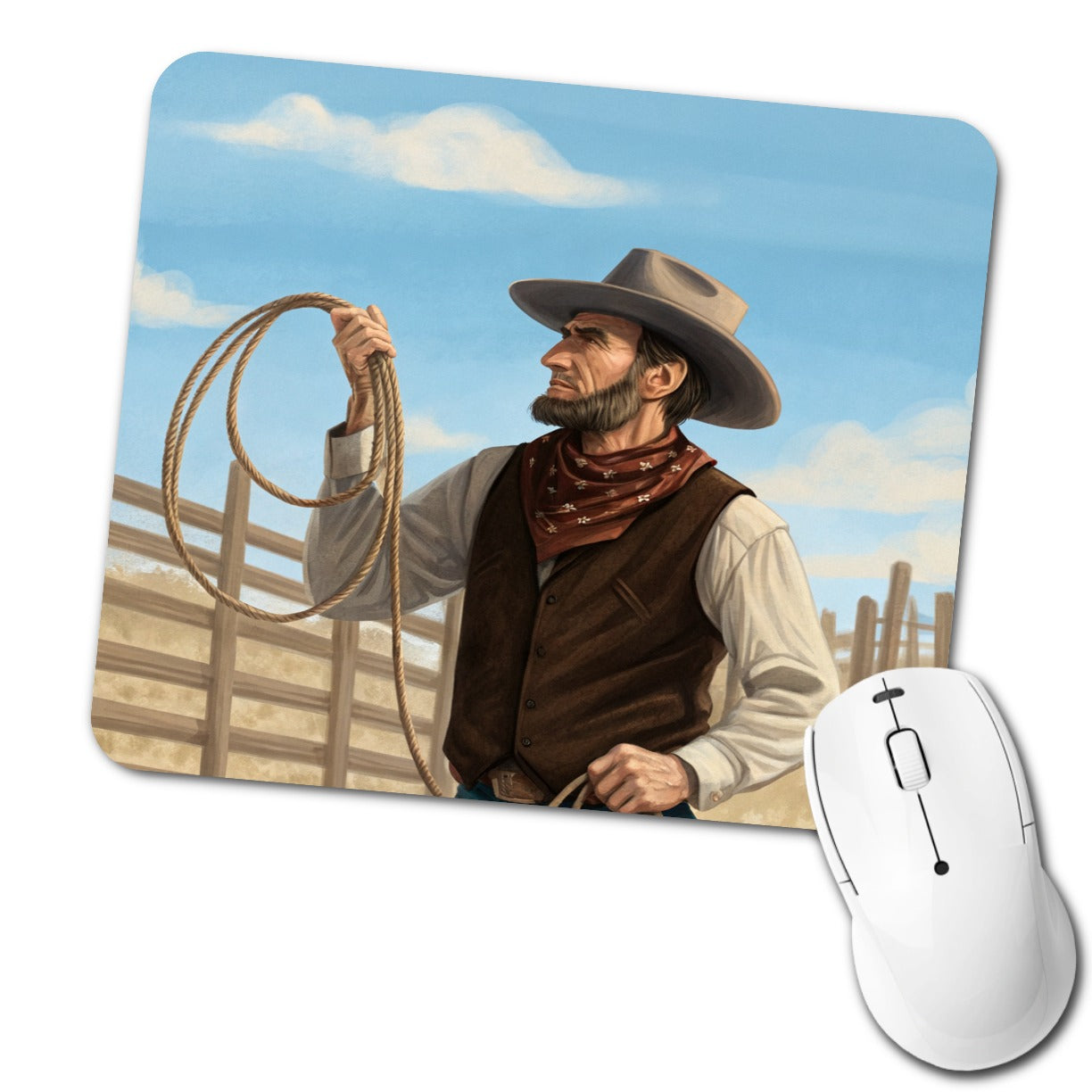 Cowboy Abraham Lincoln Low Profile Mouse Pad Mat