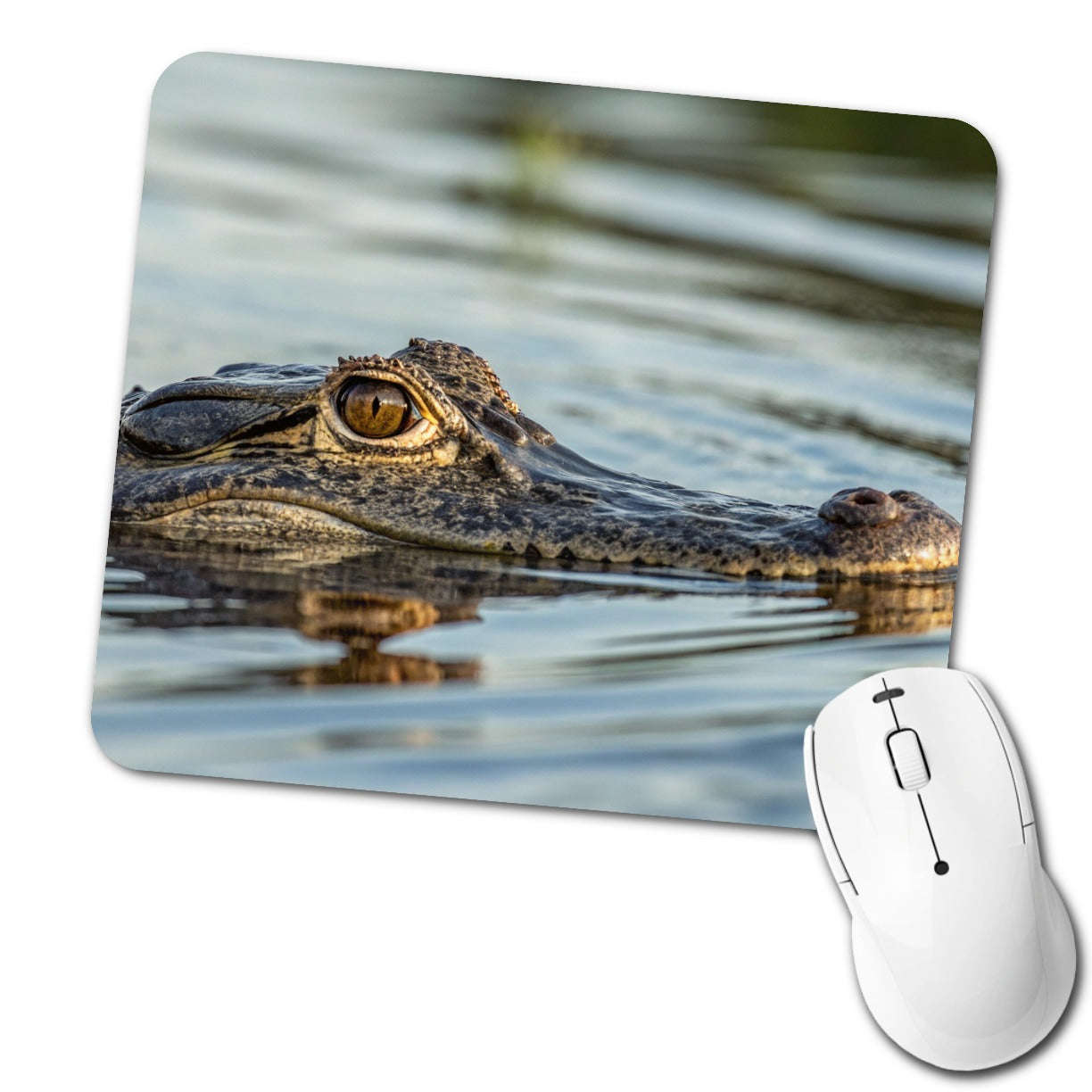 Crocodile In Water Wildlife Low Profile Mouse Pad Mat