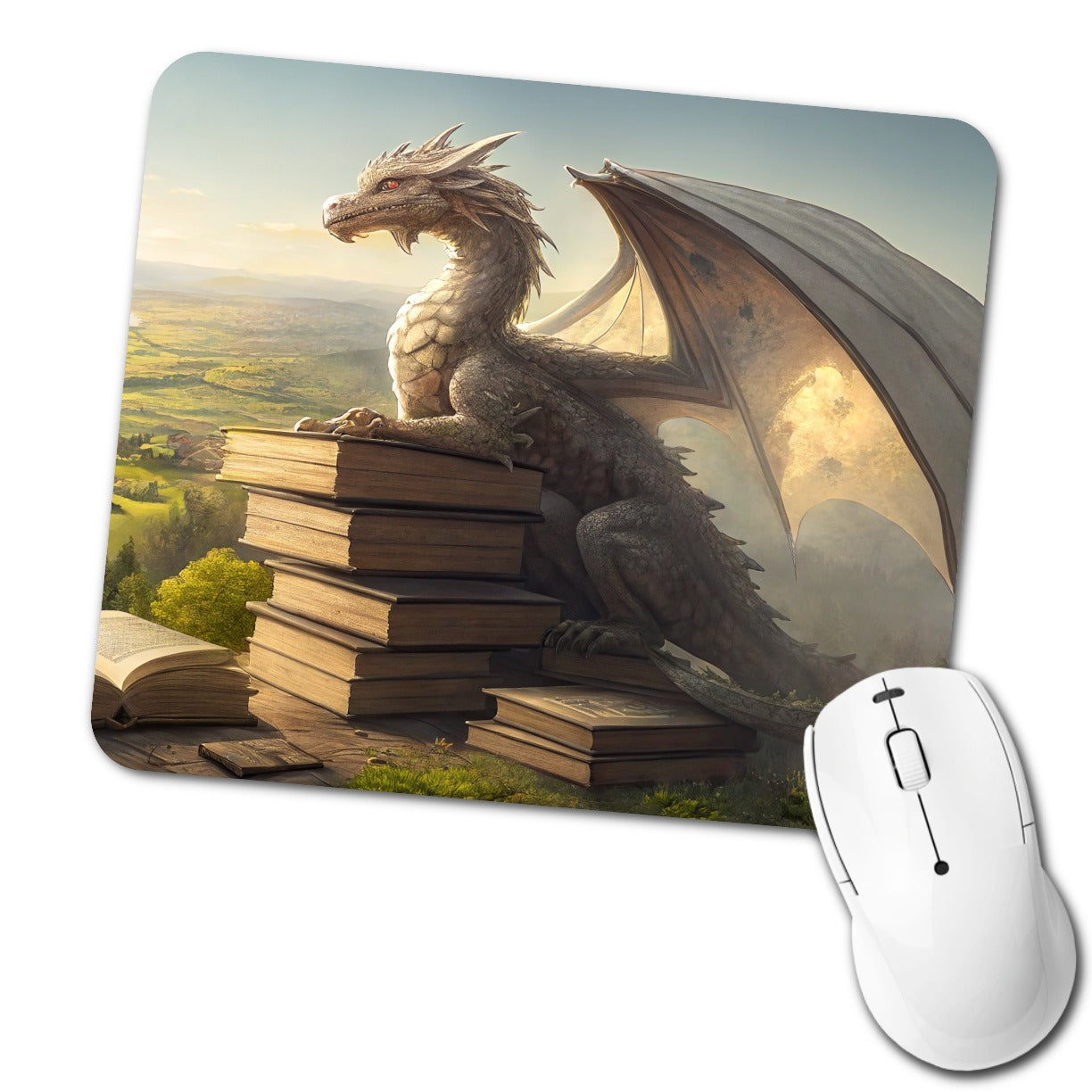 Dragon Books Reading Mountaintop Low Profile Mouse Pad Mat