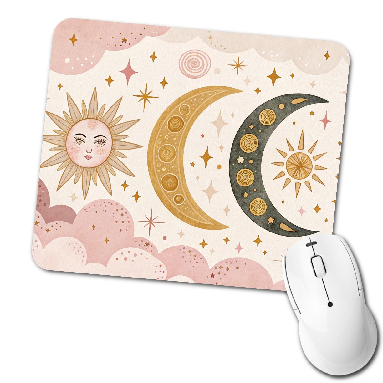 Dreamy Moon and Stars Low Profile Mouse Pad Mat
