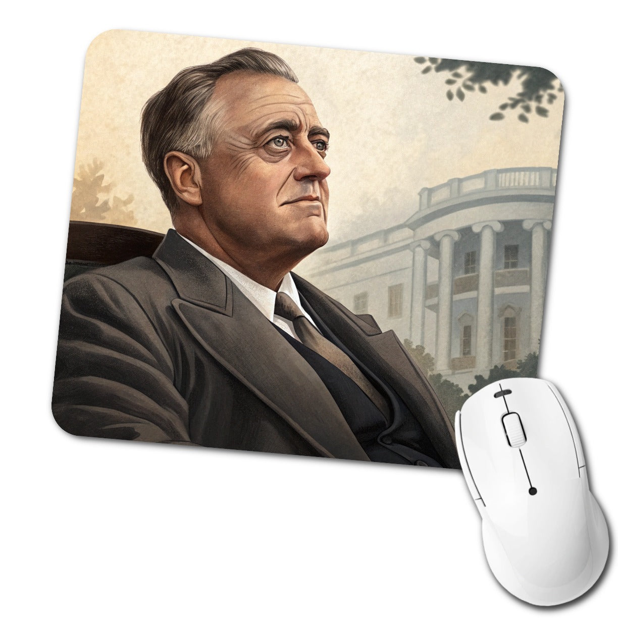 Franklin D Roosevelt American President Low Profile Mouse Pad Mat