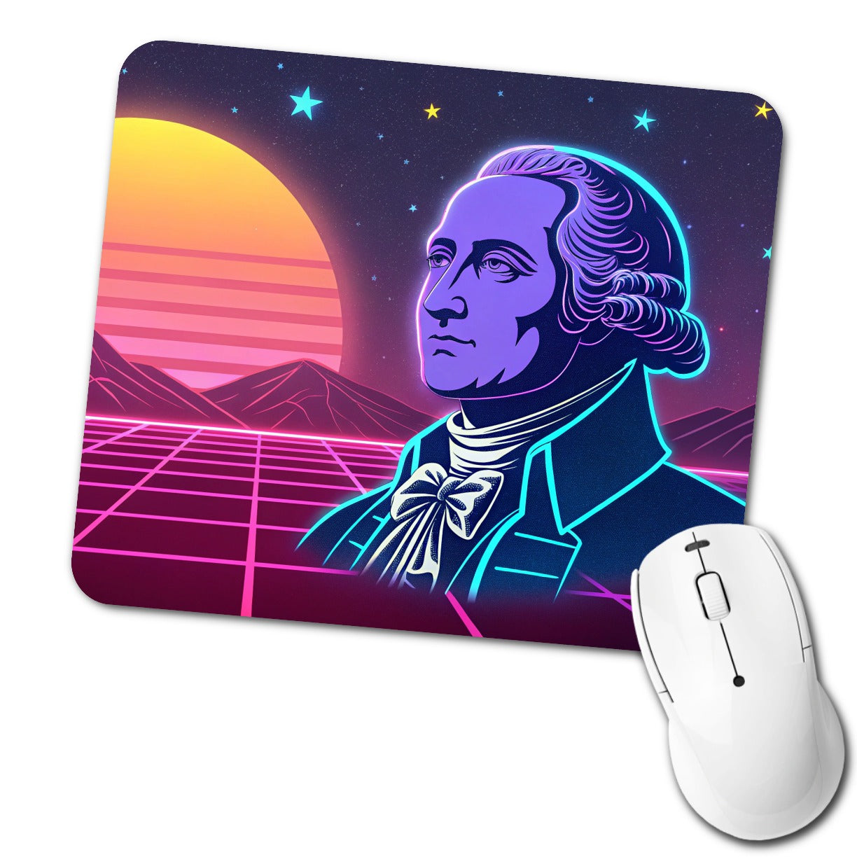 George Washington Synthwave Art Low Profile Mouse Pad Mat