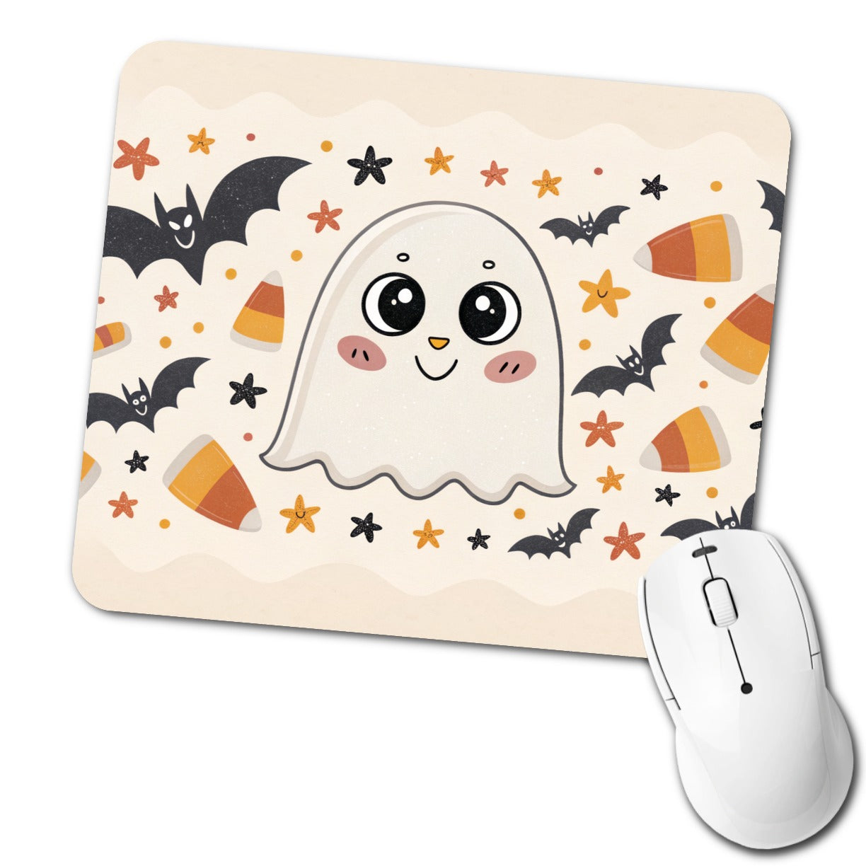 Halloween Ghost Candy Corn Pattern Low Profile Mouse Pad Mat