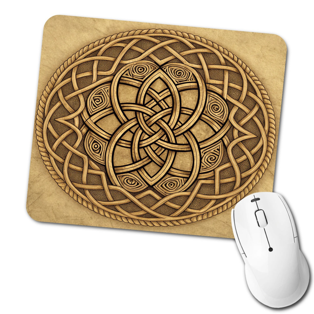 Irish Celtic Knot Mandala Low Profile Mouse Pad Mat