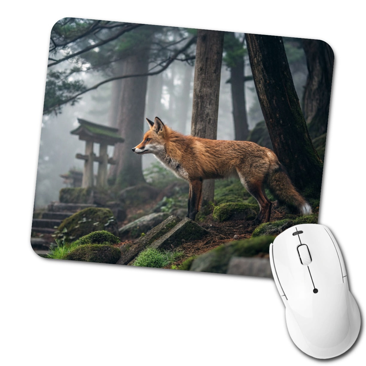 Japanese Fox Woodland Low Profile Mouse Pad Mat