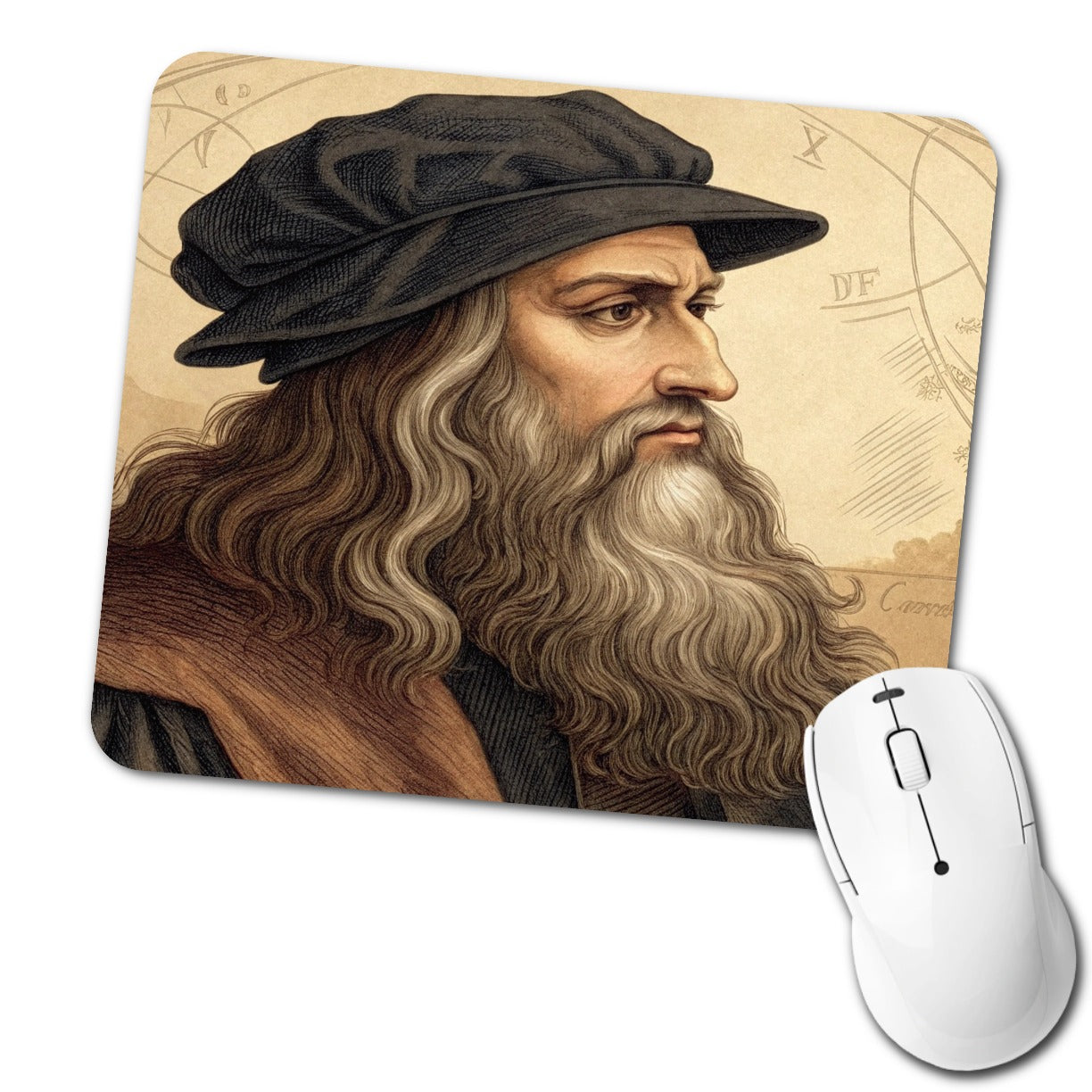 Leonardo da Vinci Inventor Low Profile Mouse Pad Mat