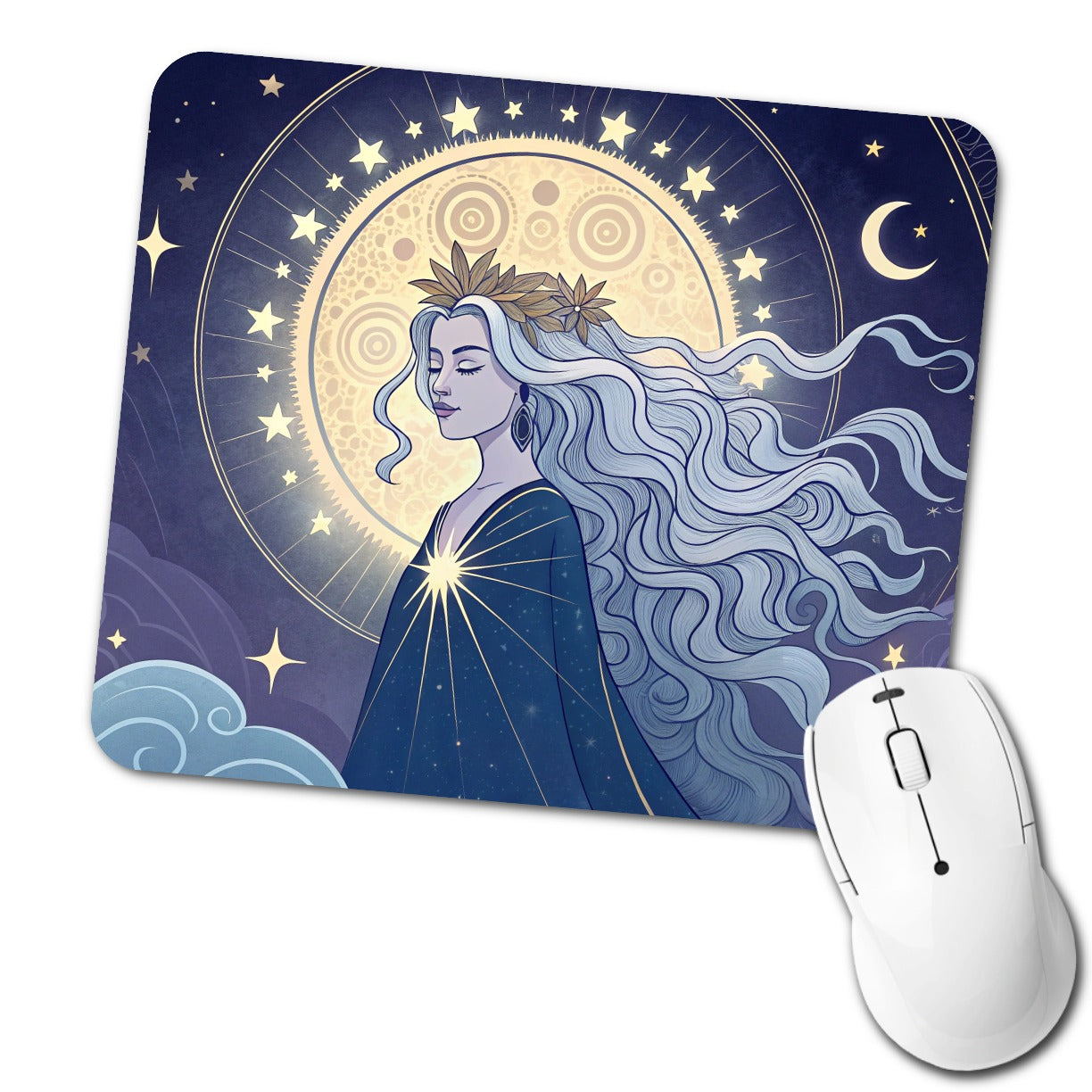 Moon Goddess Cosmic Tarot Low Profile Mouse Pad Mat
