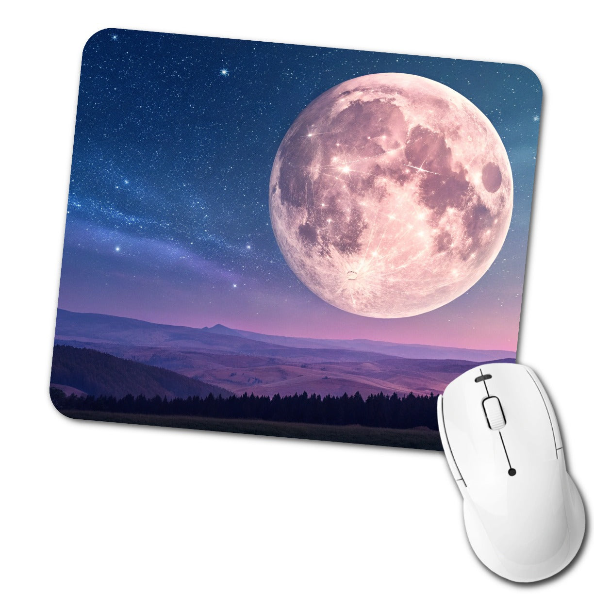 Pastel Moon At Night Low Profile Mouse Pad Mat