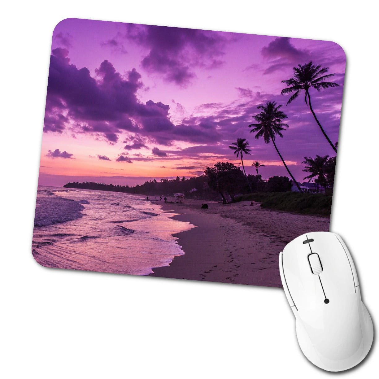 Purple Sunset Seascape Beach Low Profile Mouse Pad Mat