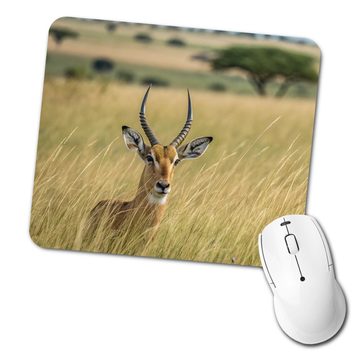 Watchful Antelope Nature Scene Low Profile Mouse Pad Mat