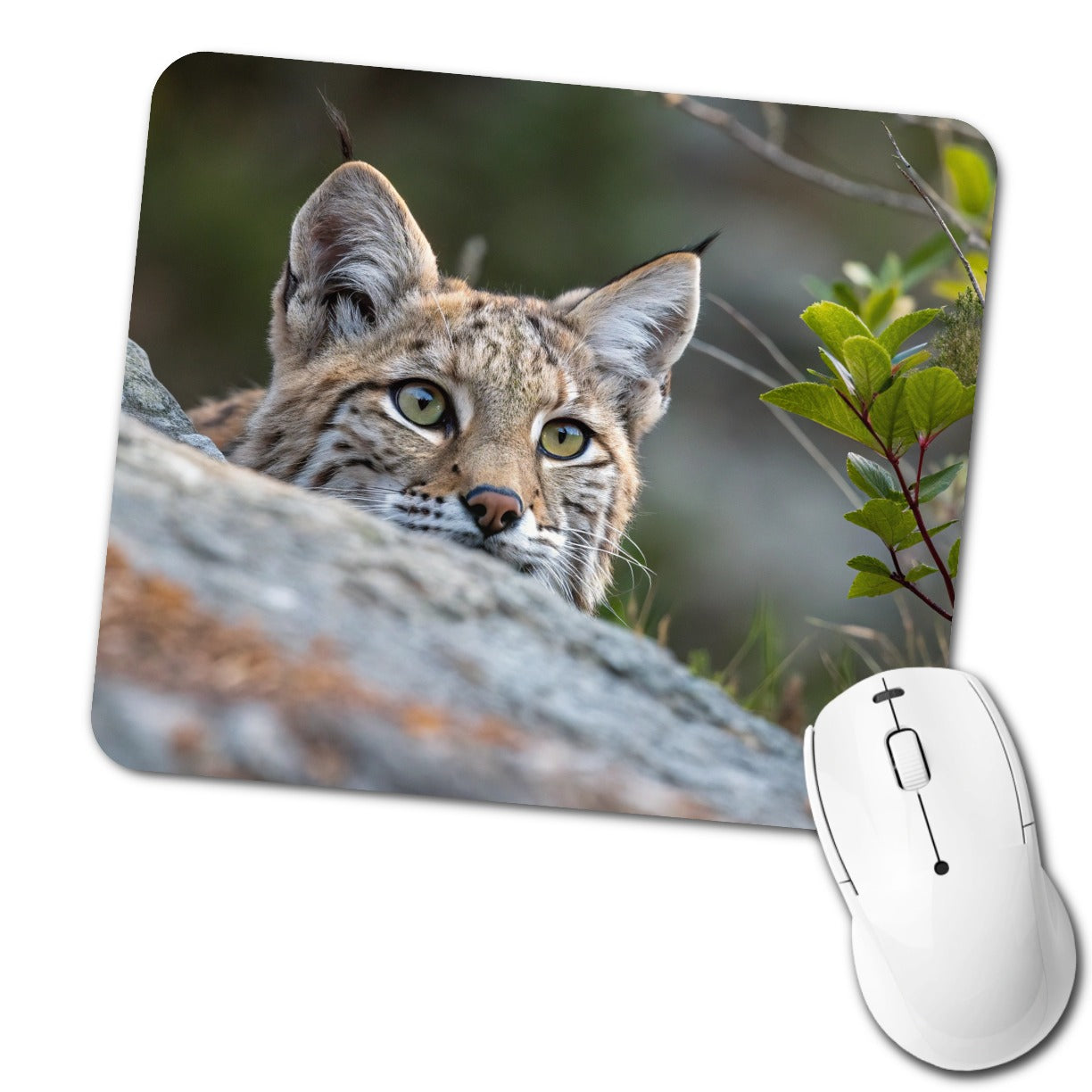 Watchful Bobcat Wildlife Nature Low Profile Mouse Pad Mat
