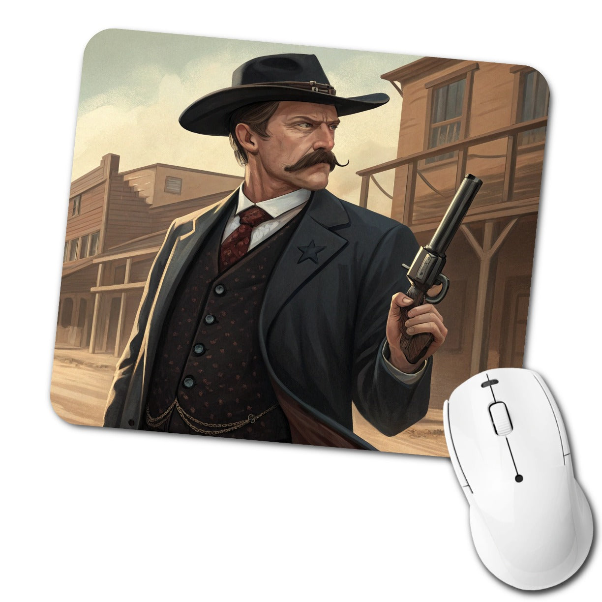 Wyatt Earp Frontier Gunslinger Low Profile Mouse Pad Mat