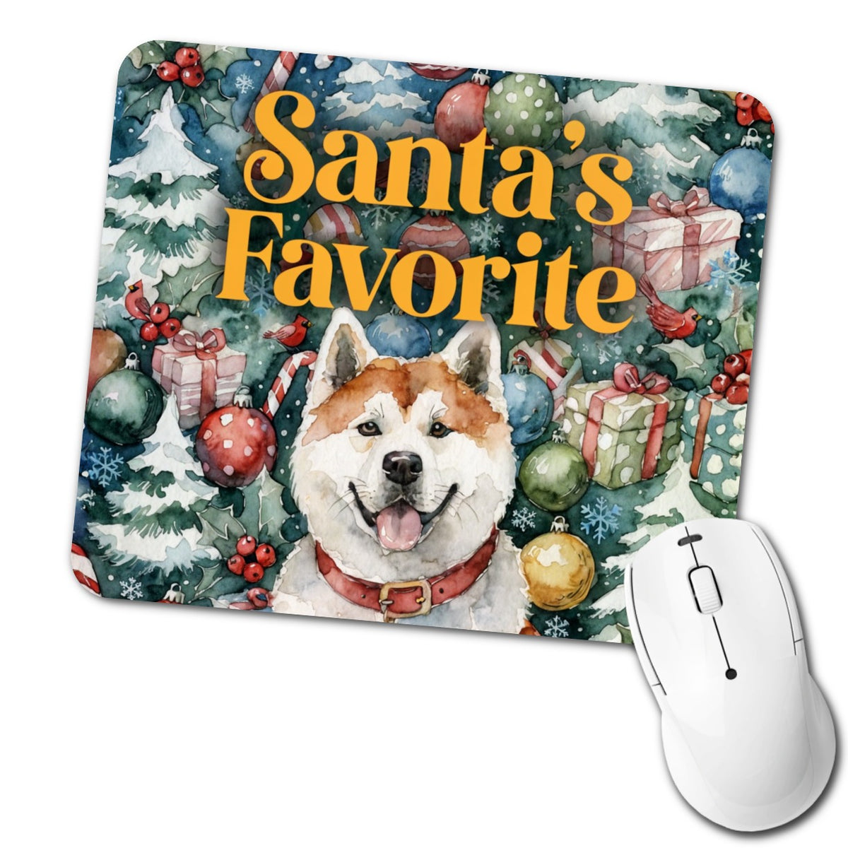 Akita Dog Christmas Santa's Favorite Low Profile Mouse Pad Mat