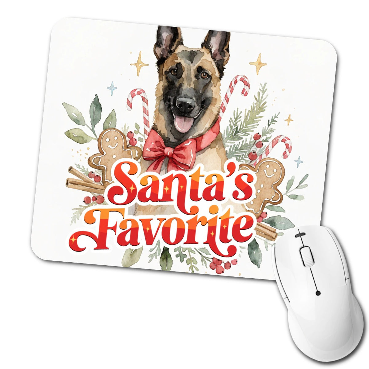 Belgian Malinois Dog Christmas Santa's Favorite Low Profile Mouse Pad Mat