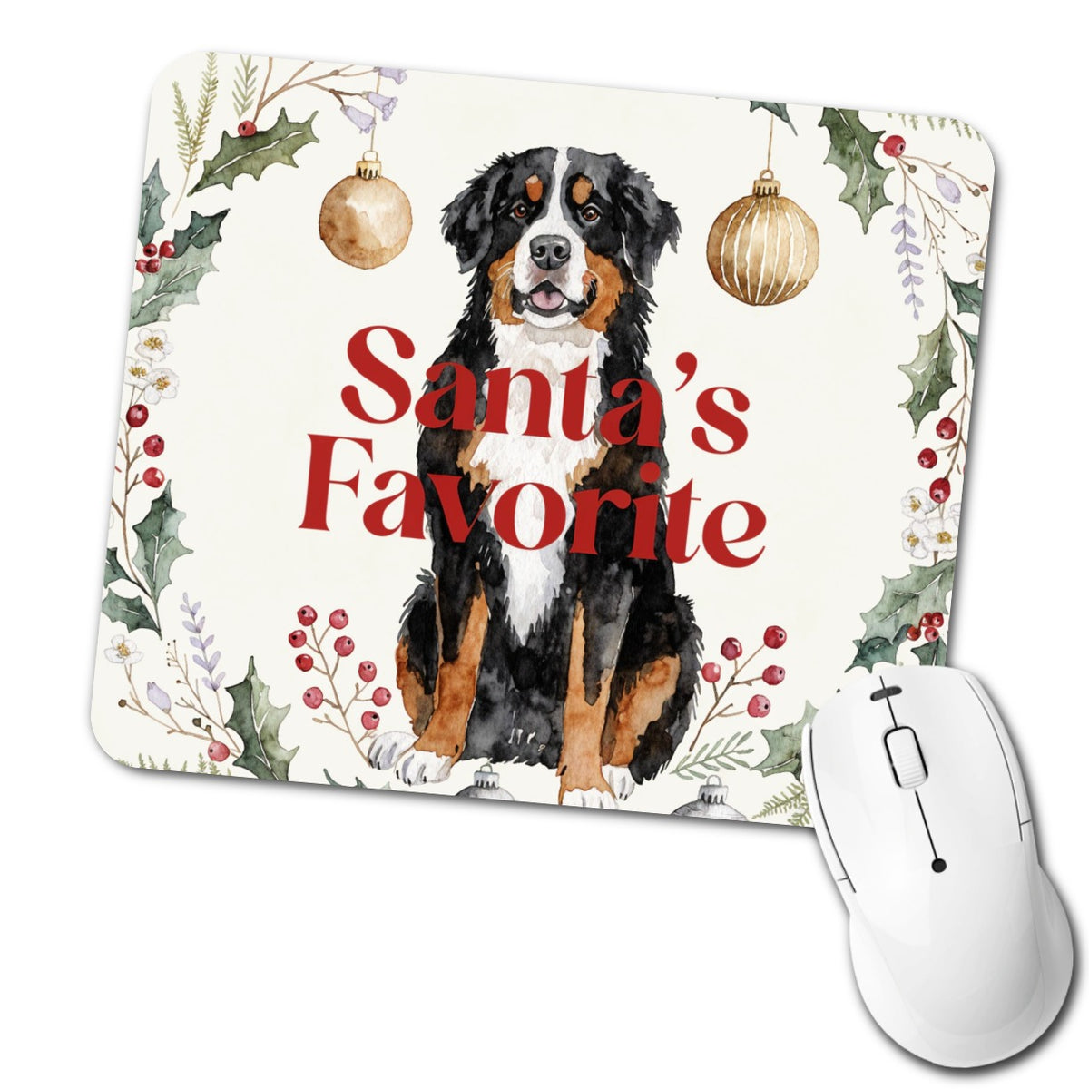 Bernese Mountain Dog Christmas Santa's Favorite Low Profile Mouse Pad Mat