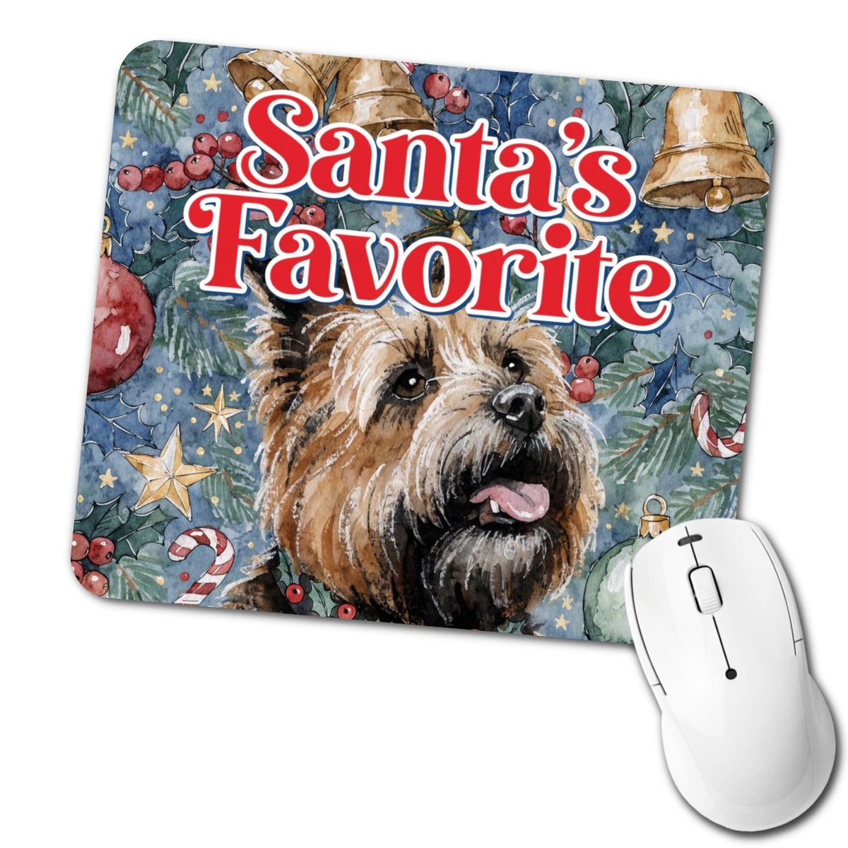 Cairn Terrier Dog Christmas Santa's Favorite Low Profile Mouse Pad Mat
