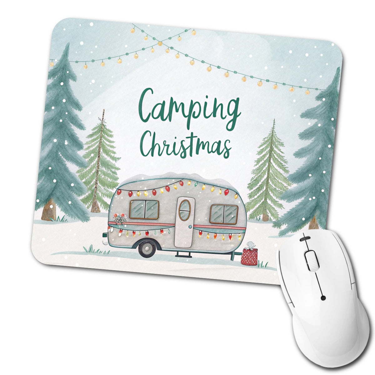 Camping Camper Christmas Low Profile Mouse Pad Mat