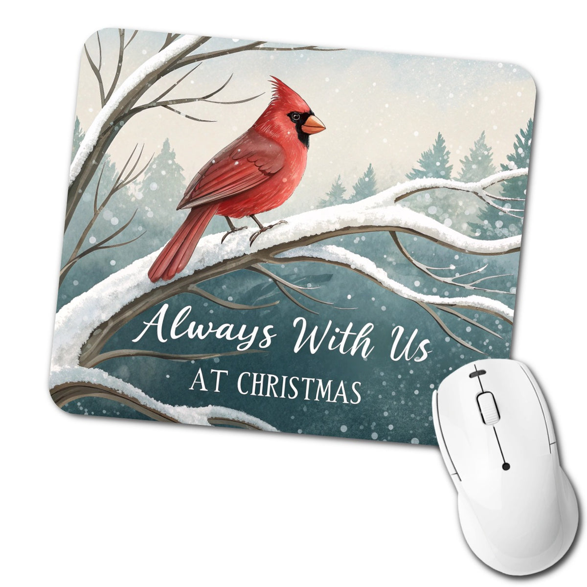 Cardinal Always With Us Christmas Low Profile Mouse Pad Mat