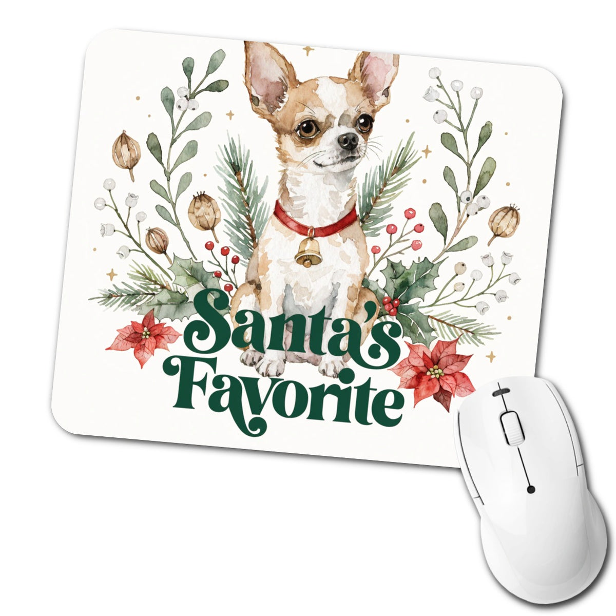 Chihuahua Dog Christmas Santa's Favorite Low Profile Mouse Pad Mat