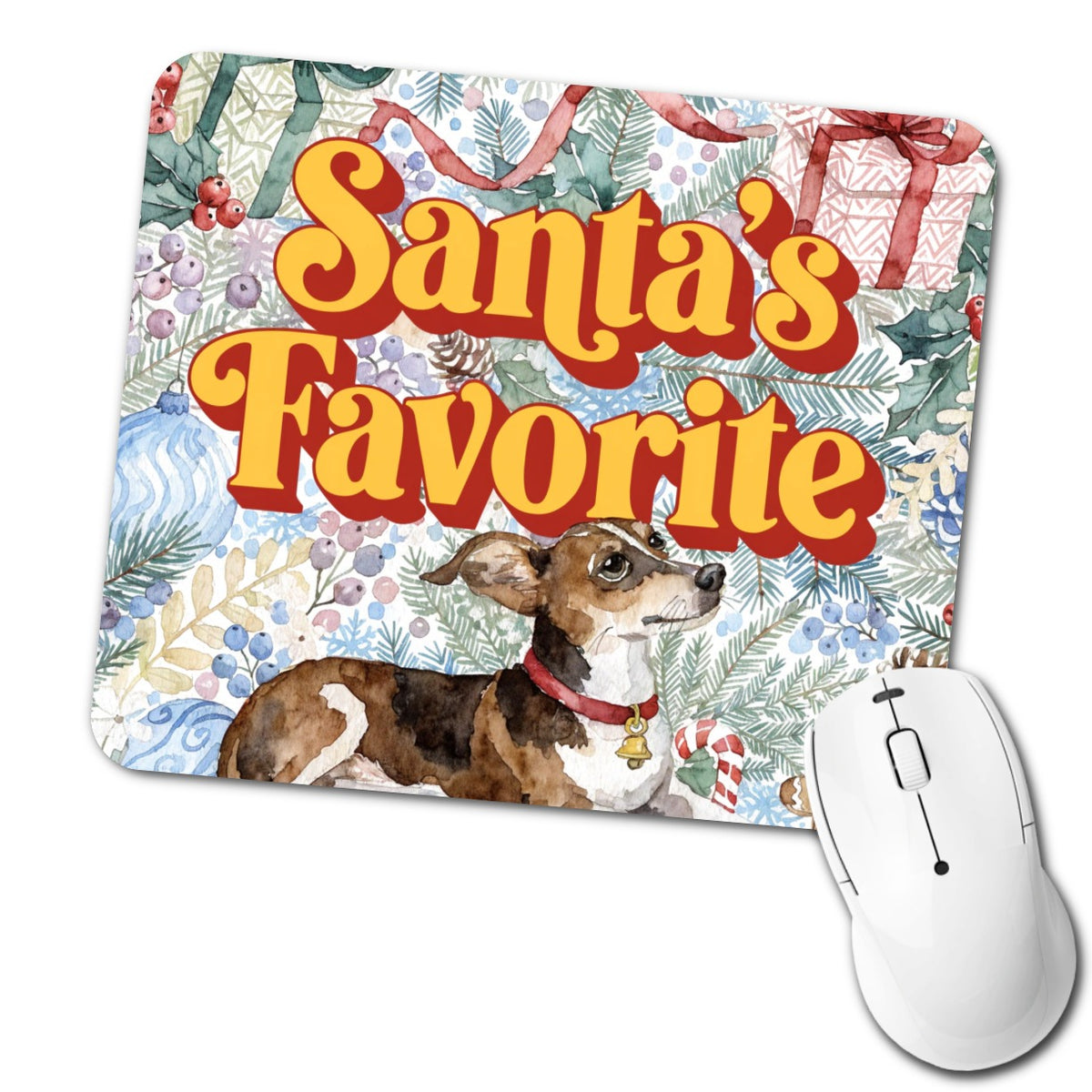 Chiweenie Dog Christmas Santa's Favorite Low Profile Mouse Pad Mat