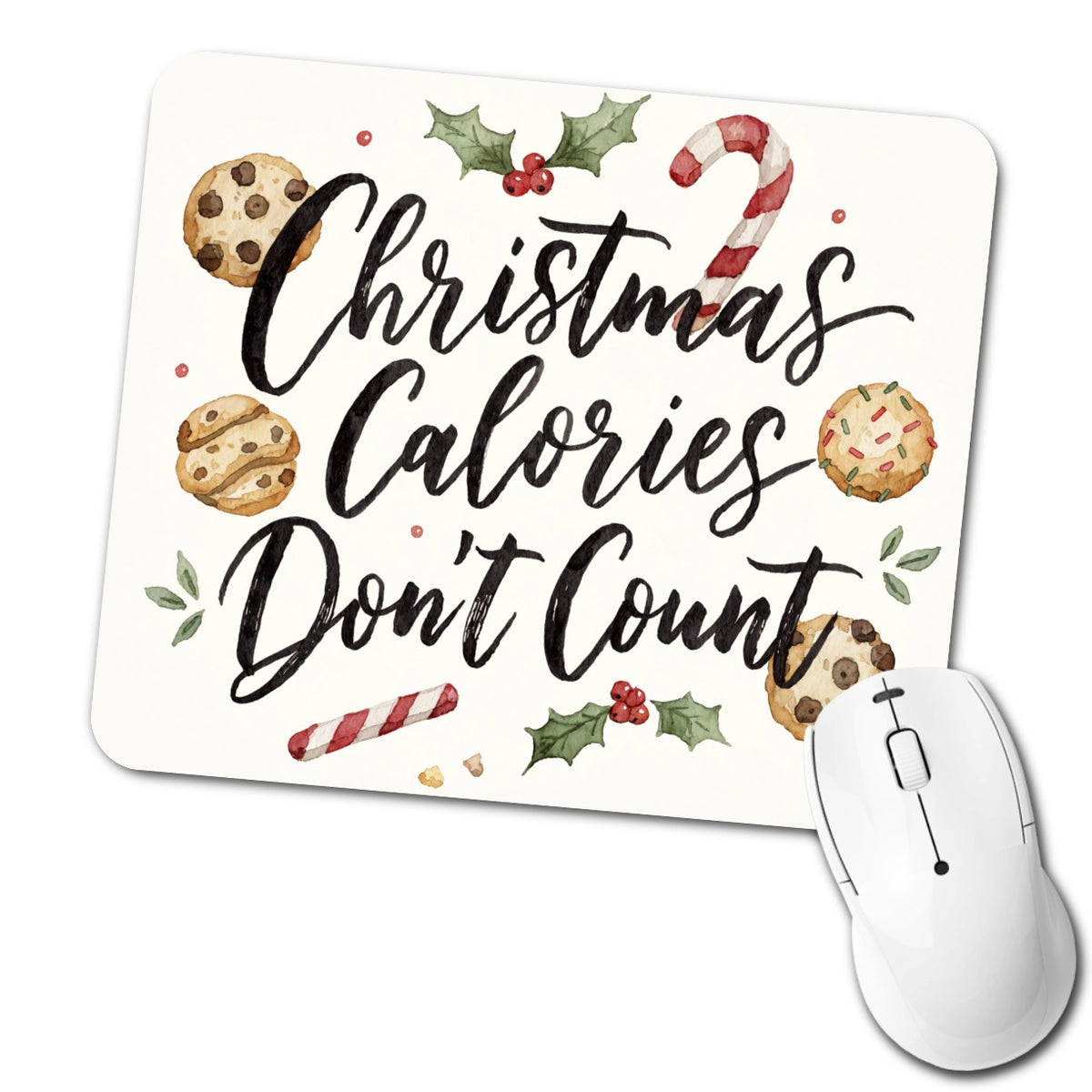 Christmas Calories Don't Count Funny Low Profile Mouse Pad Mat
