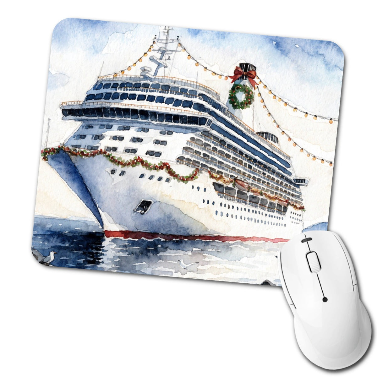 Christmas Cruise Ship Low Profile Mouse Pad Mat