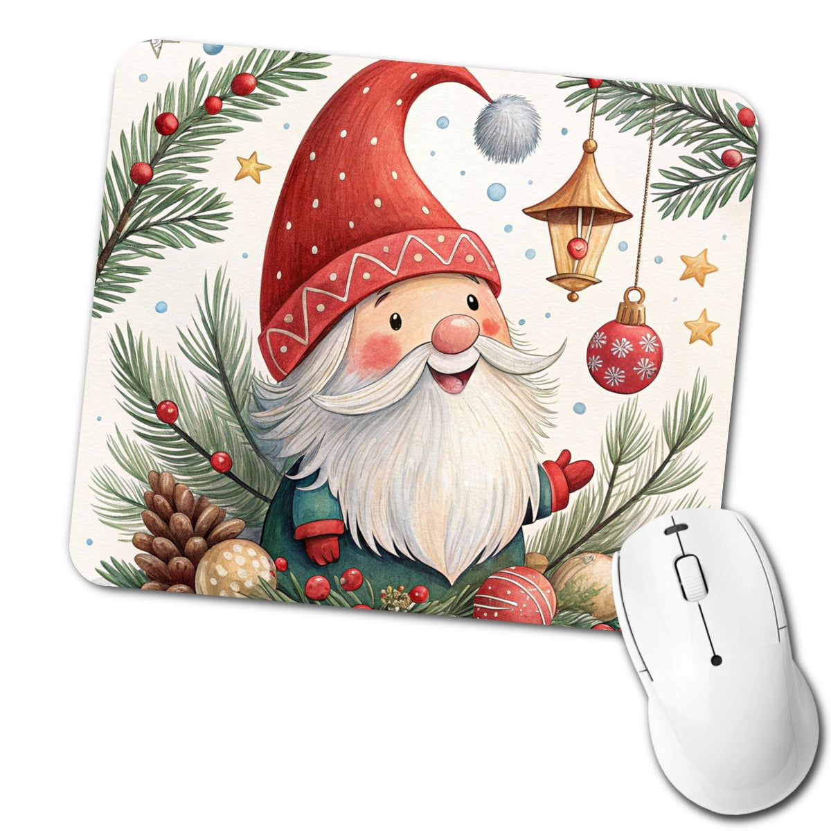 Christmas Gnome Happy Low Profile Mouse Pad Mat