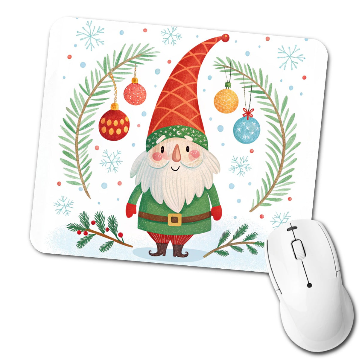 Christmas Gnome Red Green Low Profile Mouse Pad Mat