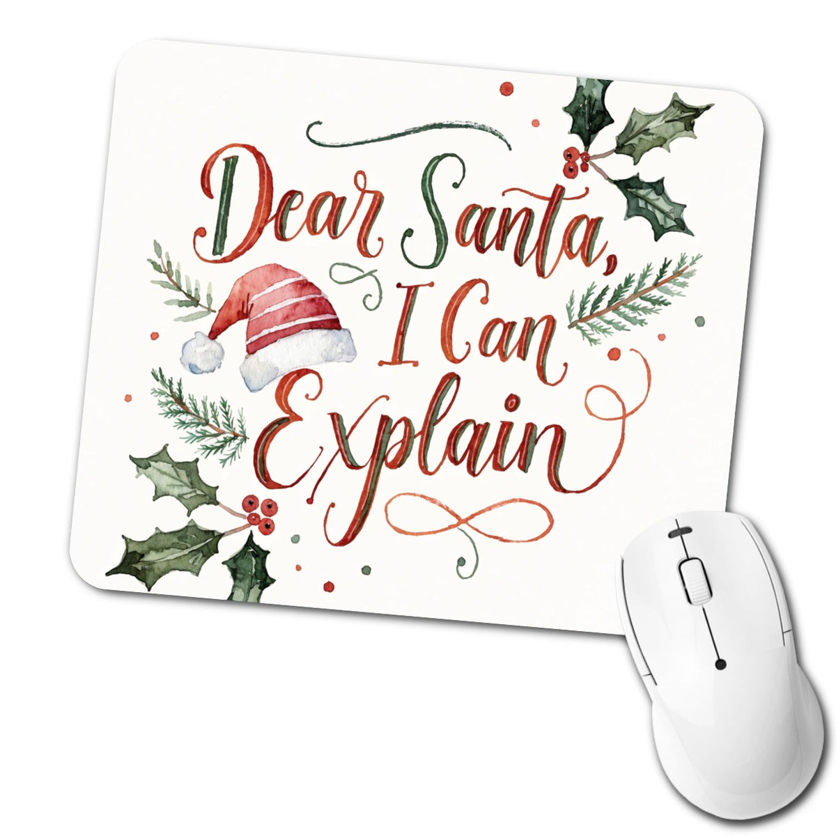 Dear Santa I Can Explain Christmas Funny Script Low Profile Mouse Pad Mat
