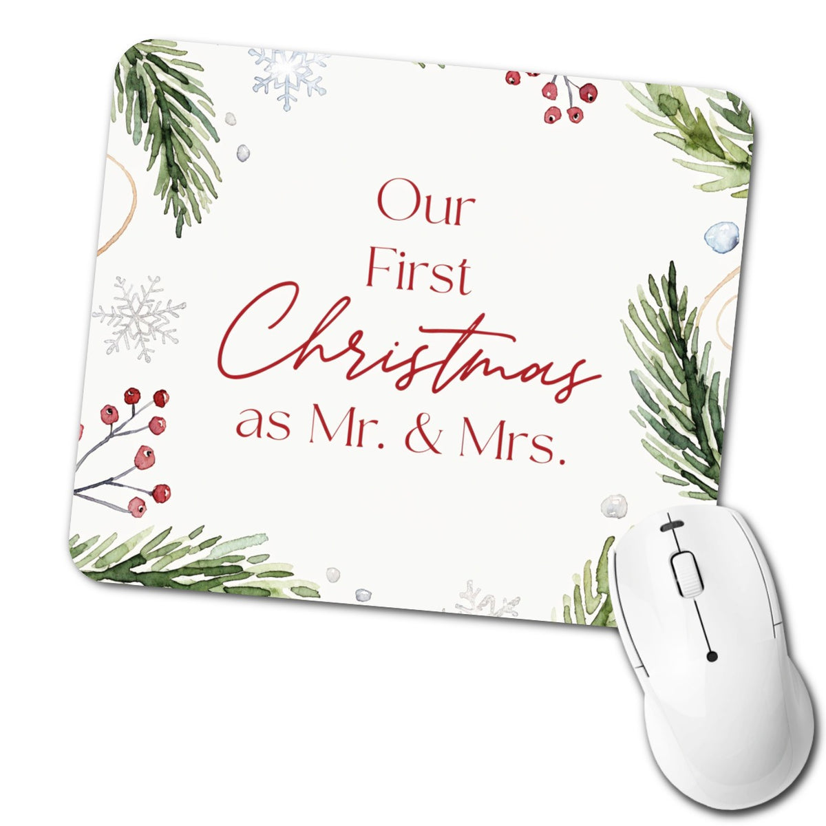 First Christmas As Mr Mrs Married Low Profile Mouse Pad Mat