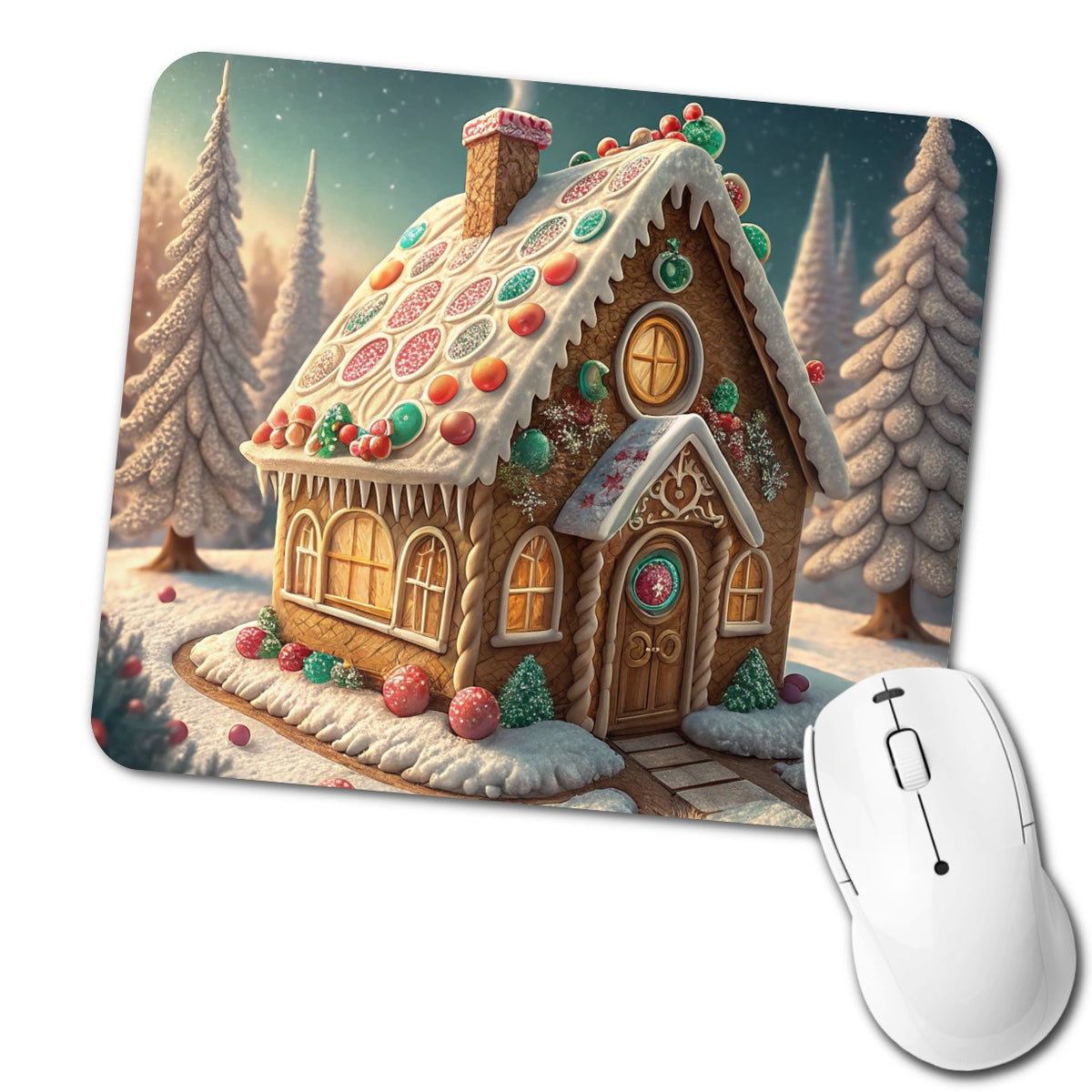 Gingerbread House Christmas Low Profile Mouse Pad Mat