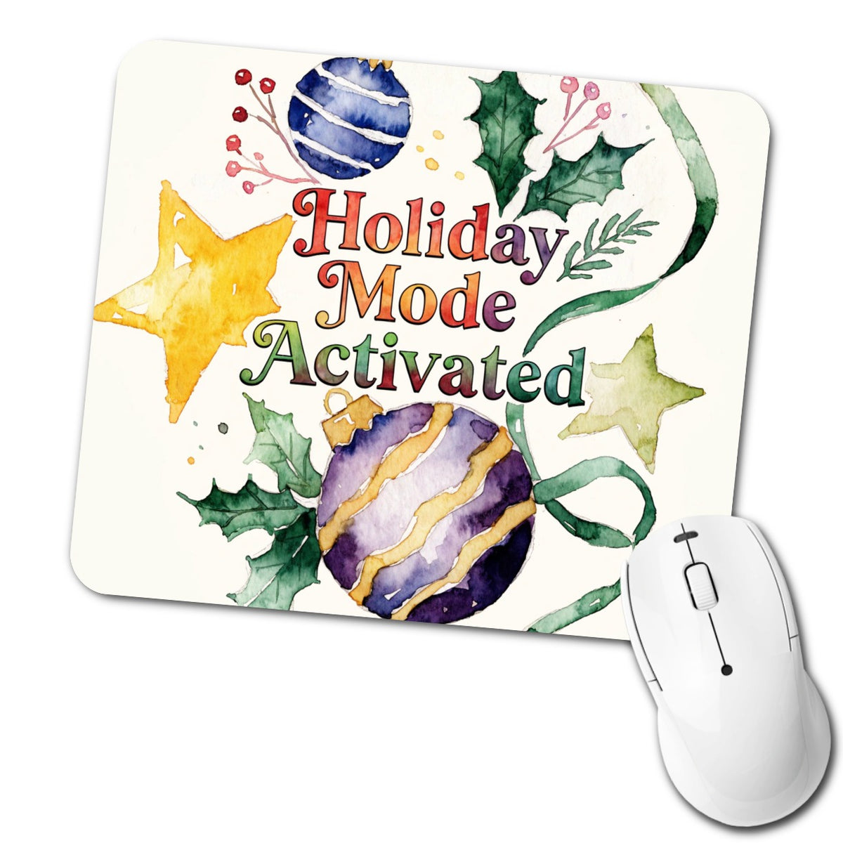Holiday Mode Activated Christmas Funny Low Profile Mouse Pad Mat