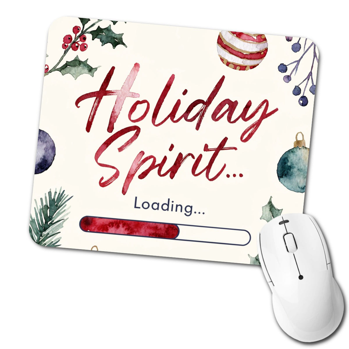 Holiday Spirit Loading Funny Christmas Low Profile Mouse Pad Mat