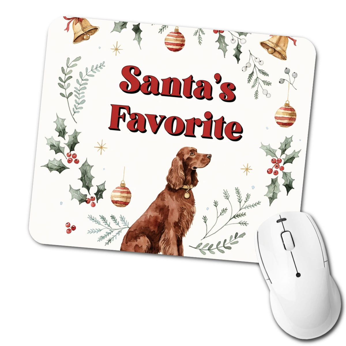 Irish Setter Dog Christmas Santa's Favorite Low Profile Mouse Pad Mat