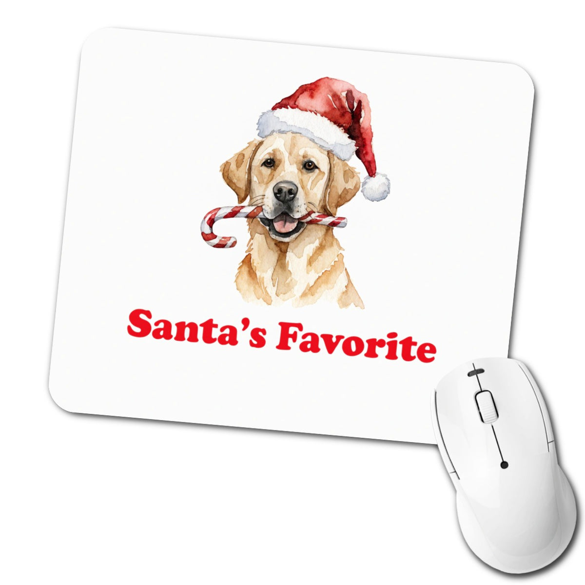 Labrador Retriever Dog Christmas Hat Santa's Favorite Low Profile Mouse Pad Mat